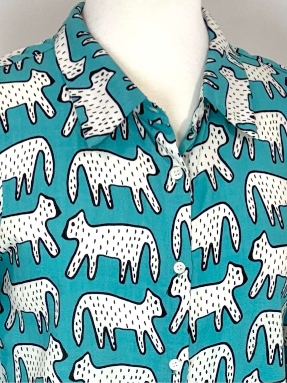 Compania Fantastica teal leopard shirt